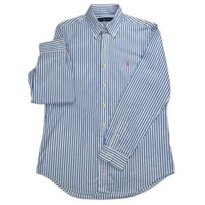 Blue/White Striped Polo Ralph Lauren Classic Fit Long Sleeve Button Down Shirt M